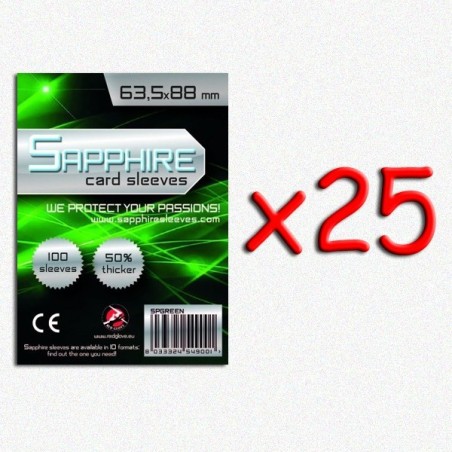 BUNDLE 25 pezzi 63,5x88 mm bustine protettive trasparenti Sapphire "VERDE" (100 bustine)(Green)