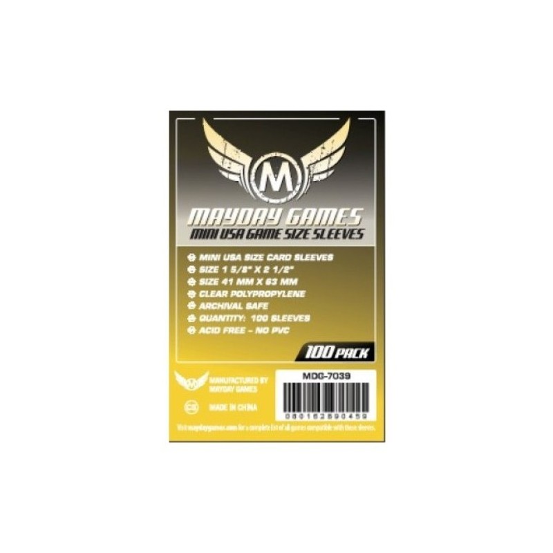 41x63 mm bustine protettive  trasparenti MayDay (USA mini "YELLOW") - 100 bustine MDG7039