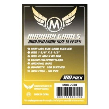 41x63 mm bustine protettive  trasparenti MayDay (USA mini "YELLOW") - 100 bustine MDG7039