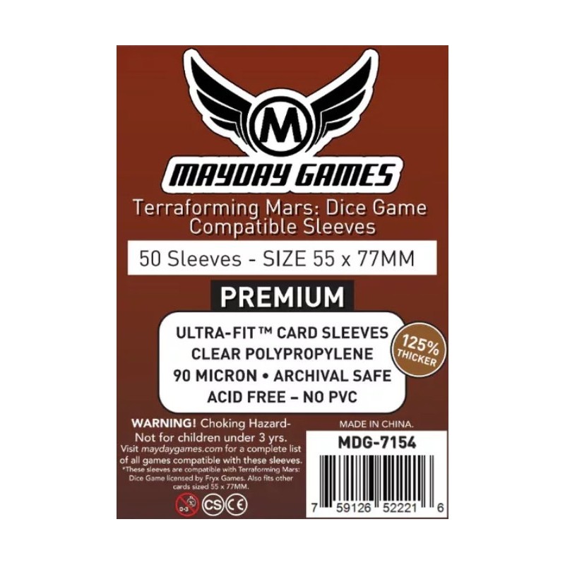 55x77 Bustine protettive MayDay Premium (Terraforming Mars Dice Game) SKS7154