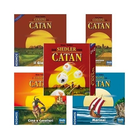 BUNDLE I Coloni di Catan + Esp. 5-6 giocatori + Marinai di Catan + Città e Cavalieri + Gioco di dadi DEU/ITA