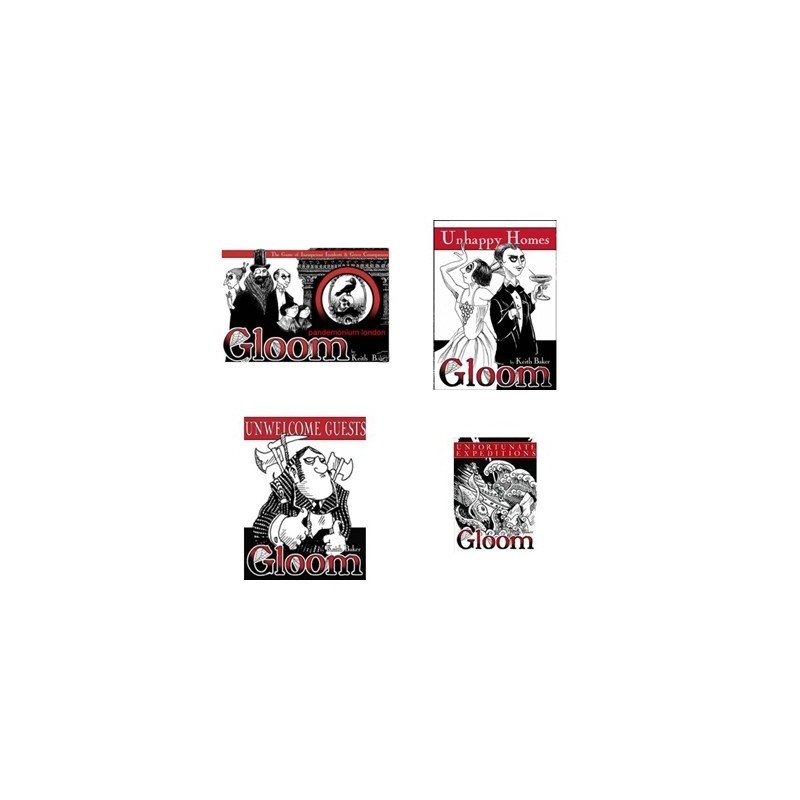 BUNDLE  Gloomy - Gloom & tutte le espansioni (Unhappy Homes, Unwelcome Guests, Unfortunate Expeditions) ENG