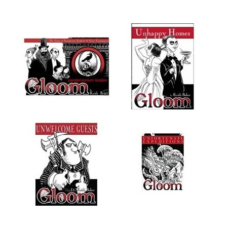 BUNDLE  Gloomy - Gloom & tutte le espansioni (Unhappy Homes, Unwelcome Guests, Unfortunate Expeditions) ENG