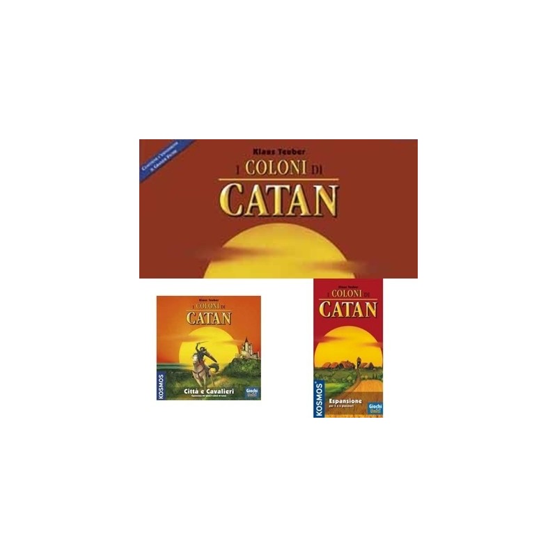 BUNDLE Catan (legno) 3: I coloni di Catan + espansione 5-6 giocatori + Città e Cavalieri