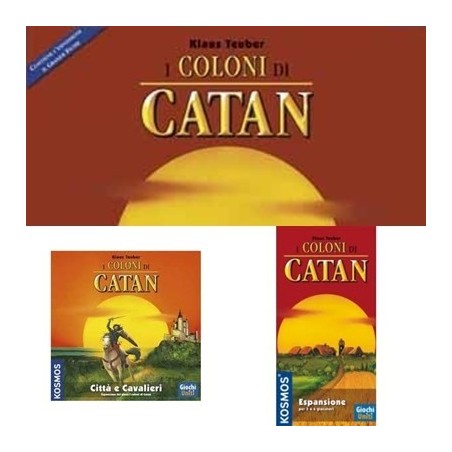 BUNDLE Catan (legno) 3: I coloni di Catan + espansione 5-6 giocatori + Città e Cavalieri