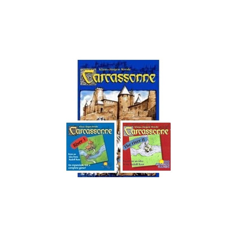 BUNDLE Carcassonne DEU + esp. River 1 + esp. River 2