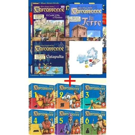 BUNDLE Carcassonne "opera omnia" DEU/ITA(gioco base + tutte le espansioni + Big Box + 6 mini espansioni)