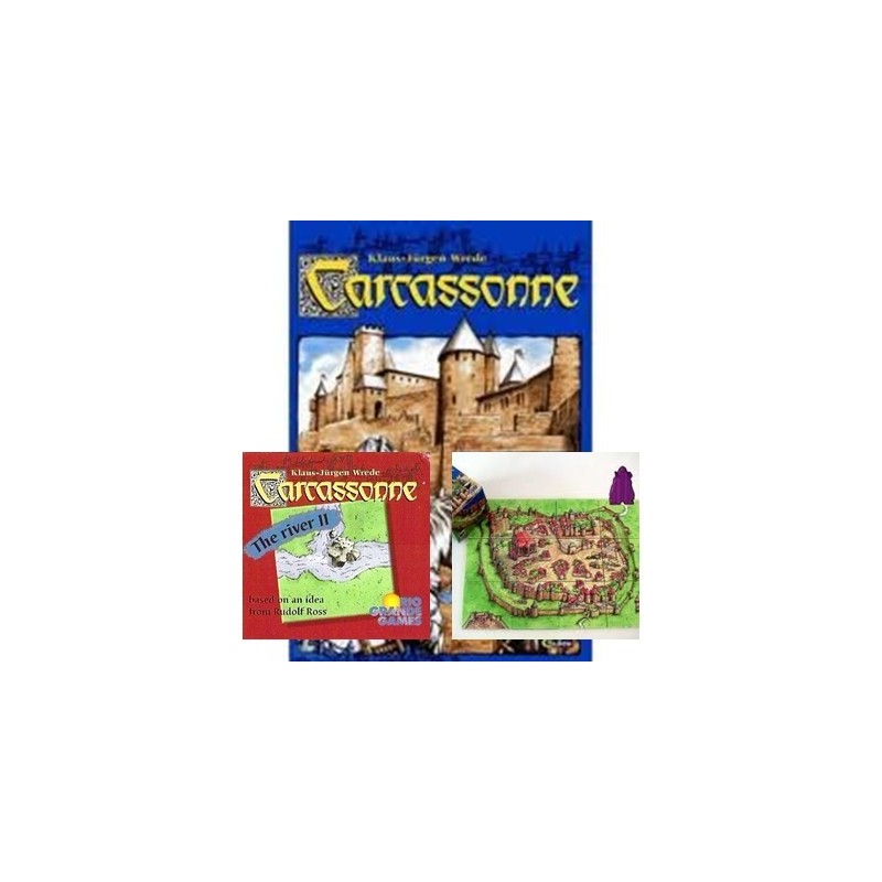 BUNDLE Carcassonne ENG componenti in legno + esp. River 2 + esp IL CONTE