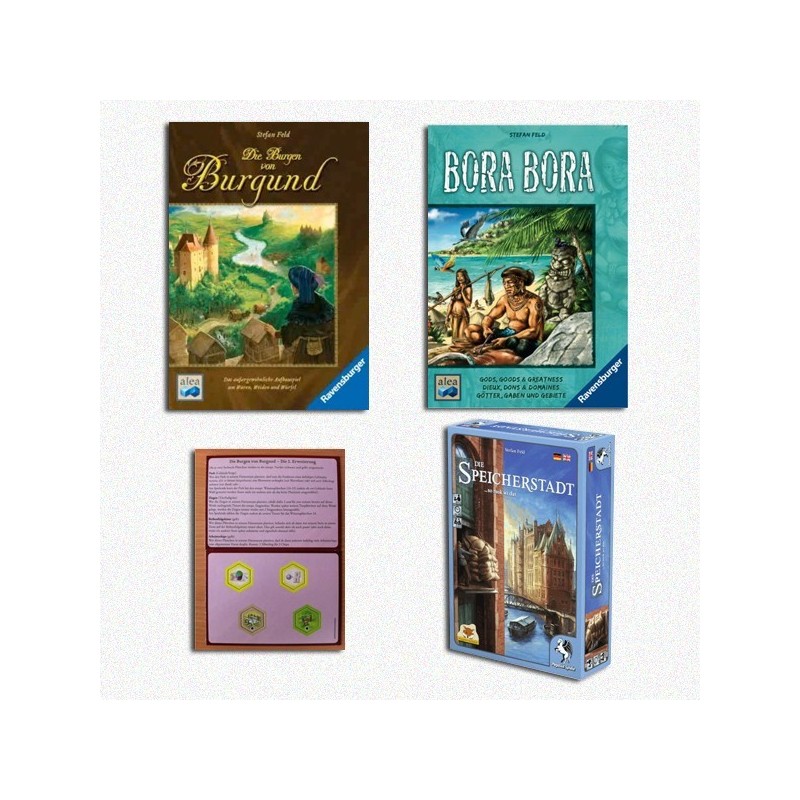 BUNDLE Feld 2: Bora Bora + Speicherstadt 2nd Ed. Deluxe + Die Burgen von Burgund DEU/ENG//ITA + Espansione