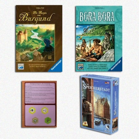 BUNDLE Feld 2: Bora Bora + Speicherstadt 2nd Ed. Deluxe + Die Burgen von Burgund DEU/ENG//ITA + Espansione