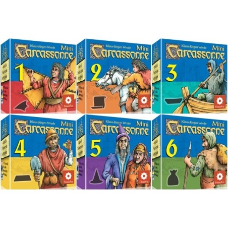 BUNDLE Carcassonne mini espansioni: The Flier + The Messages + The Ferries + The Goldmines + Mage & Witch + The Robber DEU/ENG