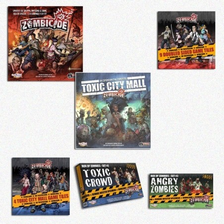 BUNDLE Zombicide ITA + Toxic City Mall ITA + Season 1 Tiles + TCM Tiles + Angry Zombies + Toxic Crowds