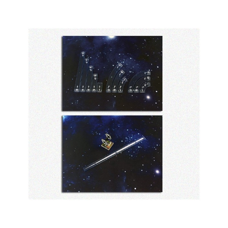 BUNDLE Set Sagome di Manovra + Righello di Gittata (Blu): Star Wars X-Wing