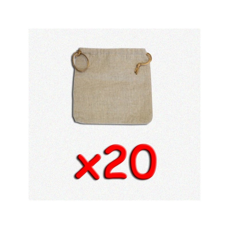 BUNDLE Flax Dice Bags 15x15 cm (sacchetto per dadi, 20 pezzi)
