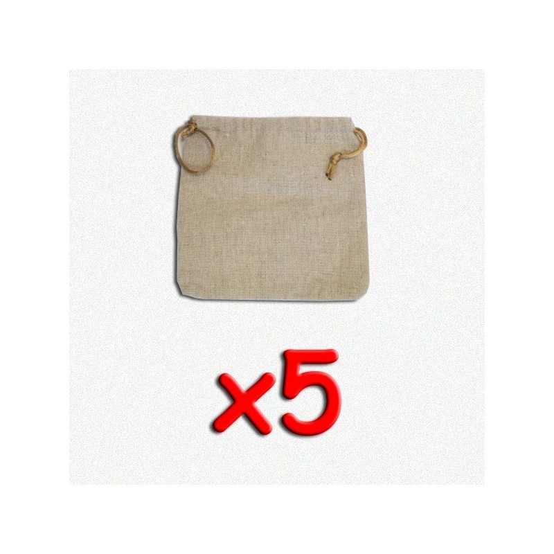 BUNDLE Flax Dice Bags 15x15 cm (sacchetto per dadi, 5 pezzi)