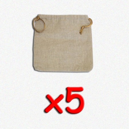 BUNDLE Flax Dice Bags 15x15 cm (sacchetto per dadi, 5 pezzi)