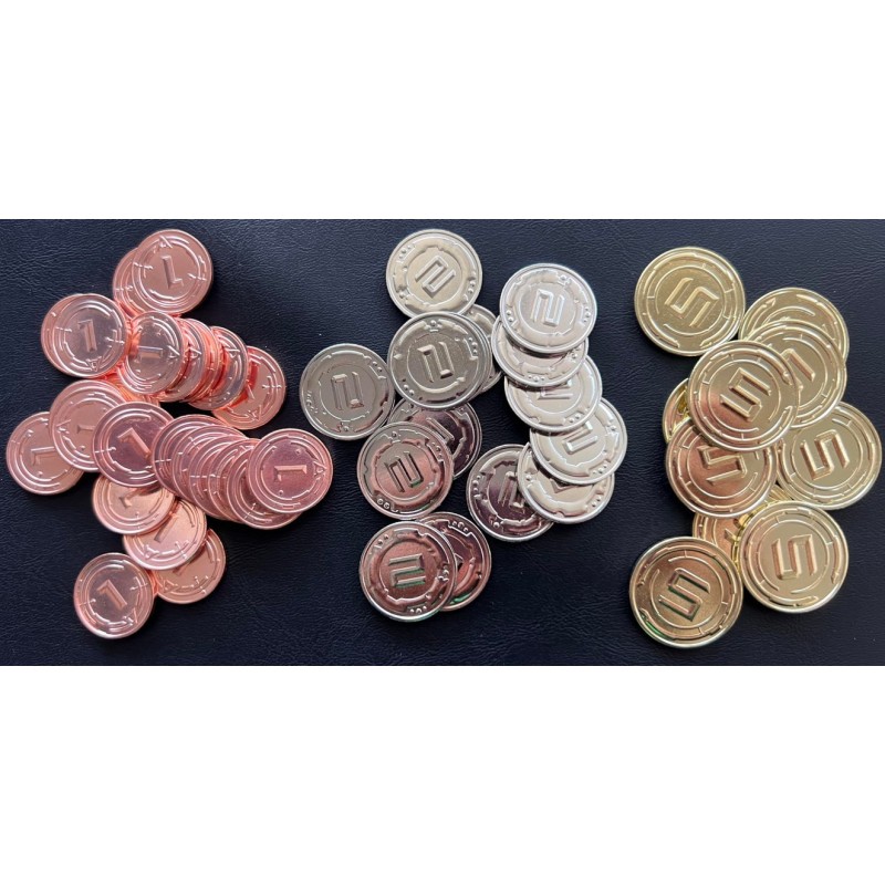 Set 50 monete in metallo (50 Metal Sci-Fi Coin Board Game Upgrade Set)