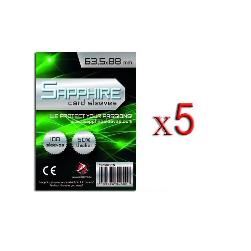 BUNDLE 5 pezzi 63,5x88 mm bustine protettive trasparenti sapphire VERDE (100 bustine)(Green)