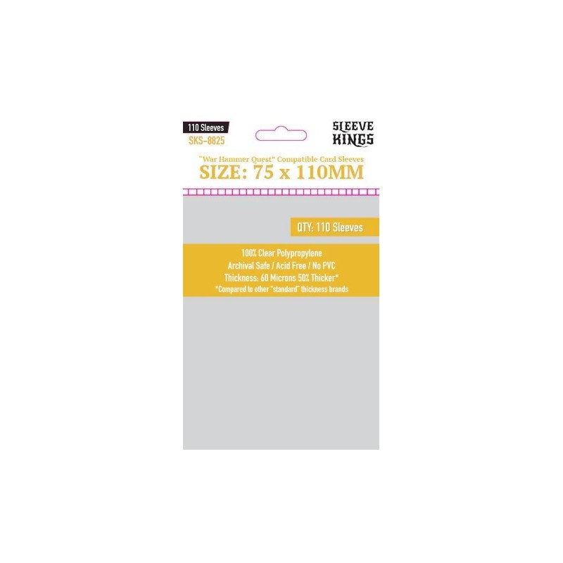 75x110 mm bustine protettive trasparenti Sleeve Kings (Warhammer Quest) - 110 bustine (60 microns) MDG8825