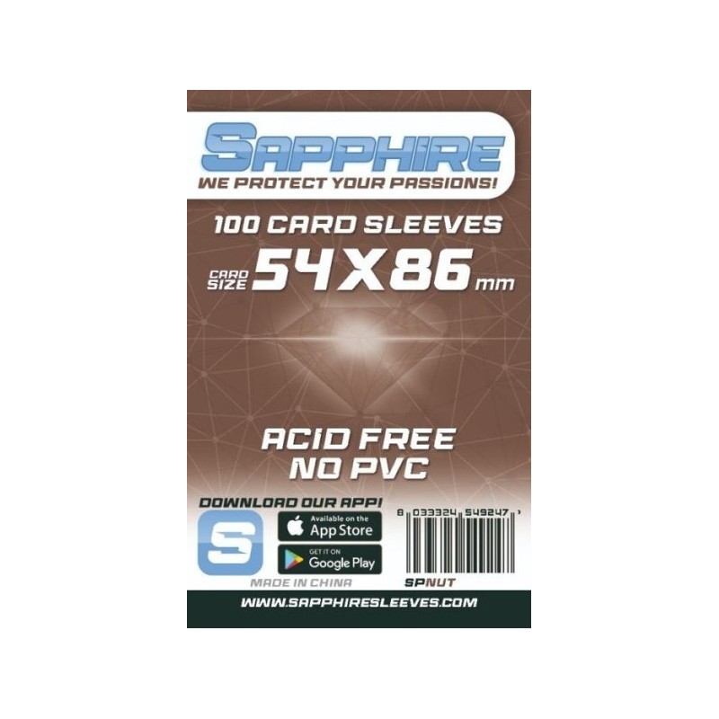 54x86 mm bustine protettive trasparenti Sapphire "NUT" (100 bustine)