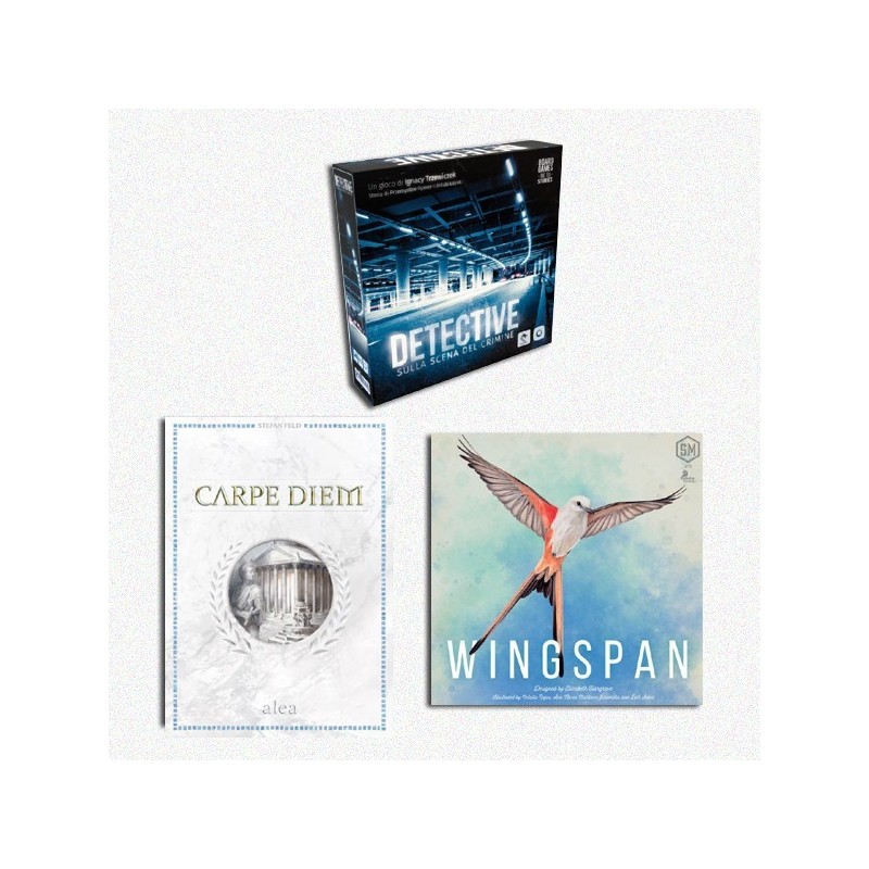 BUNDLE KENNERSPIEL 2019  Wingspan ITA + Detective ITA + Carpe Diem ITA (Ed. 2021)