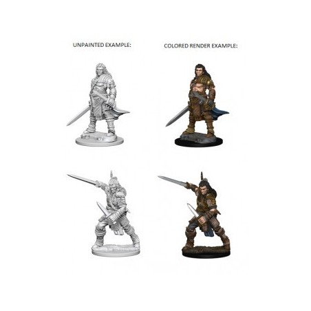 Pathfinder Deep Cuts Unpainted Miniatures - Human Male Fighter (2 Units)