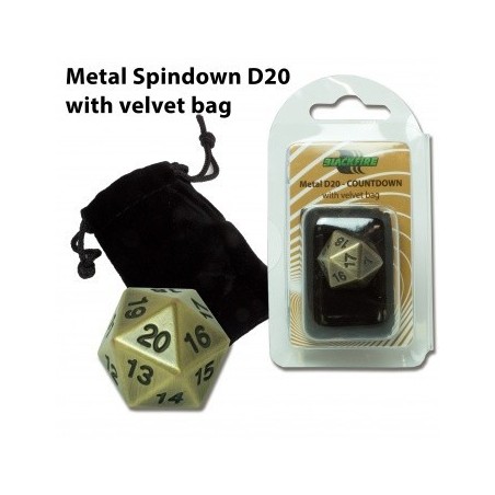 Dado d20 Segnapunti in metallo Antique Gold (con sacchettino) - BF07257