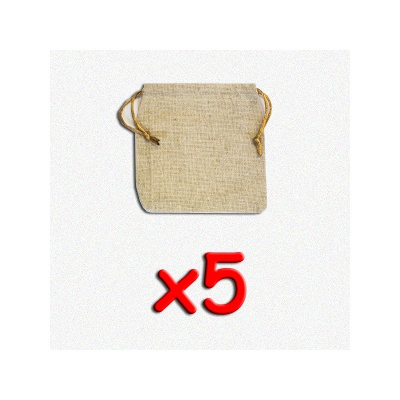 BUNDLE Flax Dice Bags 12x12 cm (sacchetto per dadi, 5 pezzi)