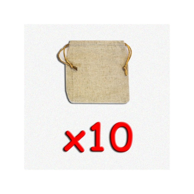 BUNDLE Flax Dice Bags 12x12 cm (sacchetto per dadi, 10 pezzi)