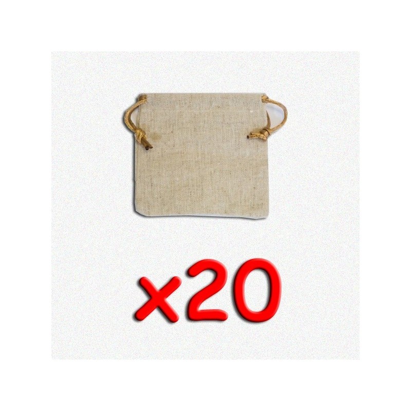 BUNDLE Flax Dice Bags 10x10 cm (sacchetto per dadi, 20 pezzi)