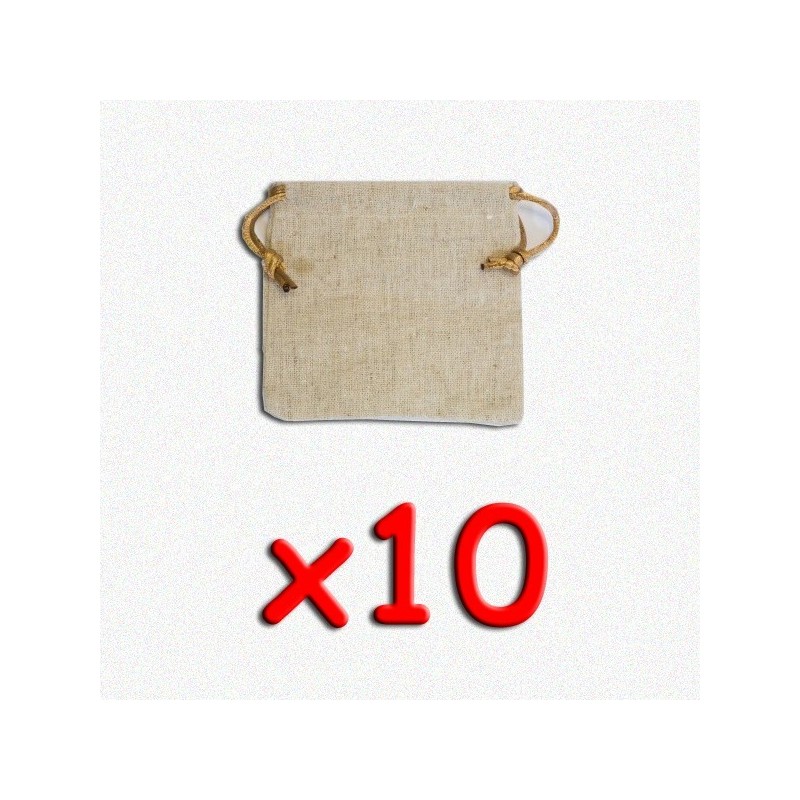 BUNDLE Flax Dice Bags 10x10 cm (sacchetto per dadi, 10 pezzi)