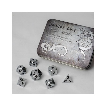 Set 7 dadi metallo (Metal Dice Set - Silver) - 91739
