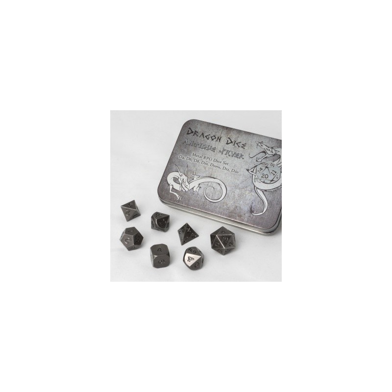Set 7 dadi metallo (Metal Dice Set - Antique Silver) - 91737
