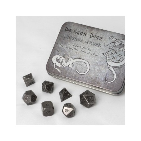 Set 7 dadi metallo (Metal Dice Set - Antique Silver) - 91737