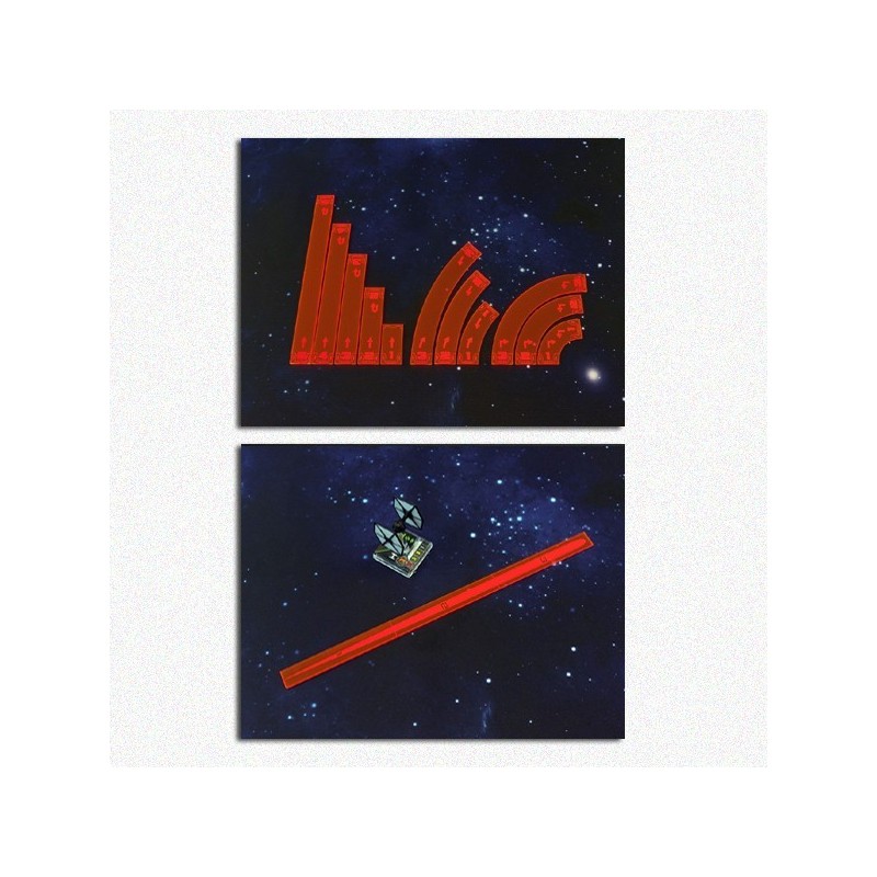 BUNDLE Set Sagome di Manovra + Righello di Gittata (Rossi): Star Wars X-Wing