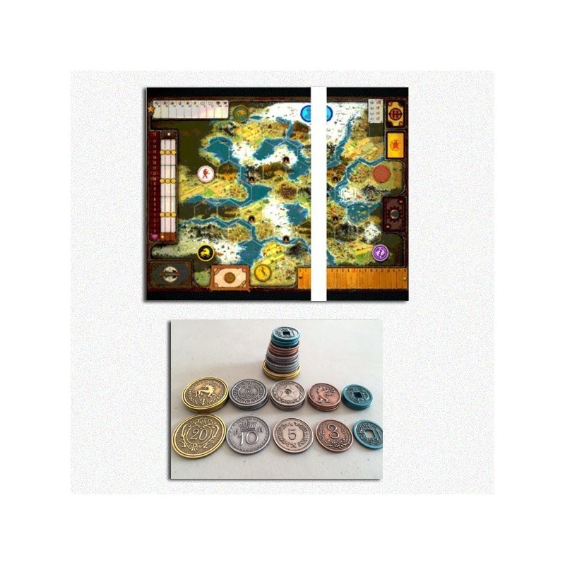 BUNDLE Scythe: Set Monete in metallo + Game Board Extension