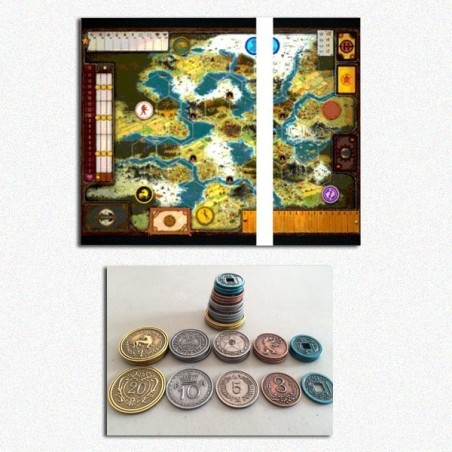 BUNDLE Scythe: Set Monete in metallo + Game Board Extension